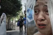 جولان این مرد با لباس عروس و آرایش زننده در شهر +عکس
