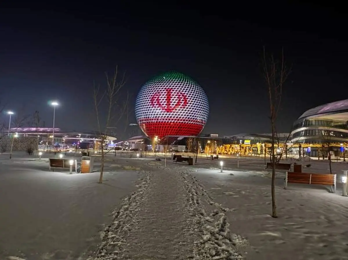 پرچم ایران بر فراز ساختمان نورعالم و اکسپو قزاقستان به نمایش درآمد+عکس
