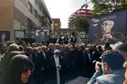 حضور مسعود پزشکیان در مراسم تشییع خیر مدرسه ساز 