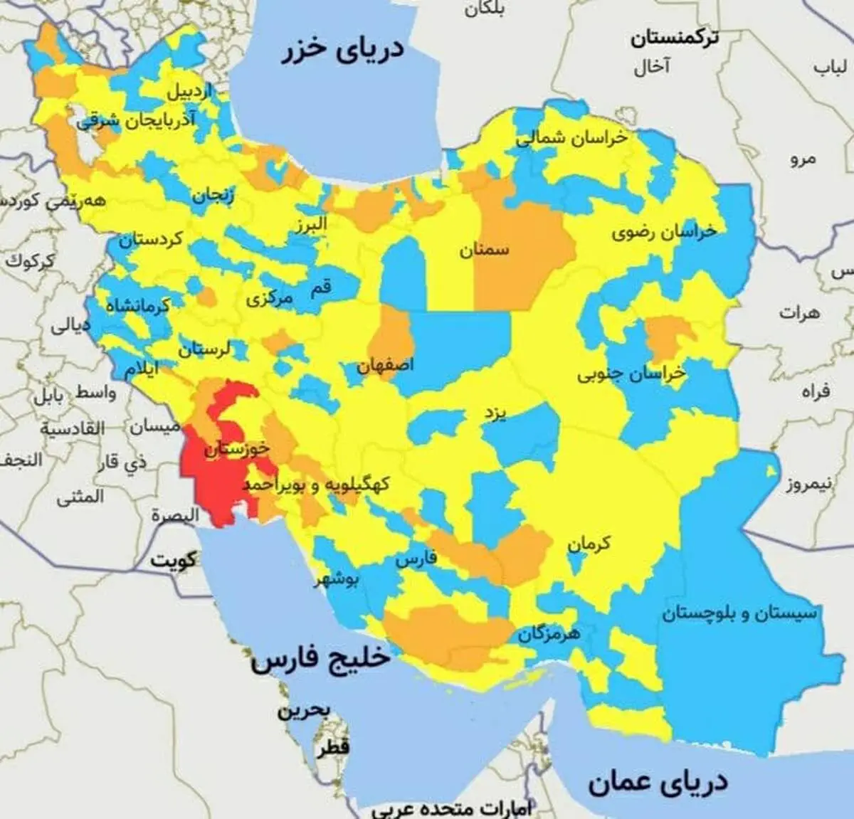 بیش از نیمی از استانهای کشور دارای مناطق نارنجی کرونایی هستند!