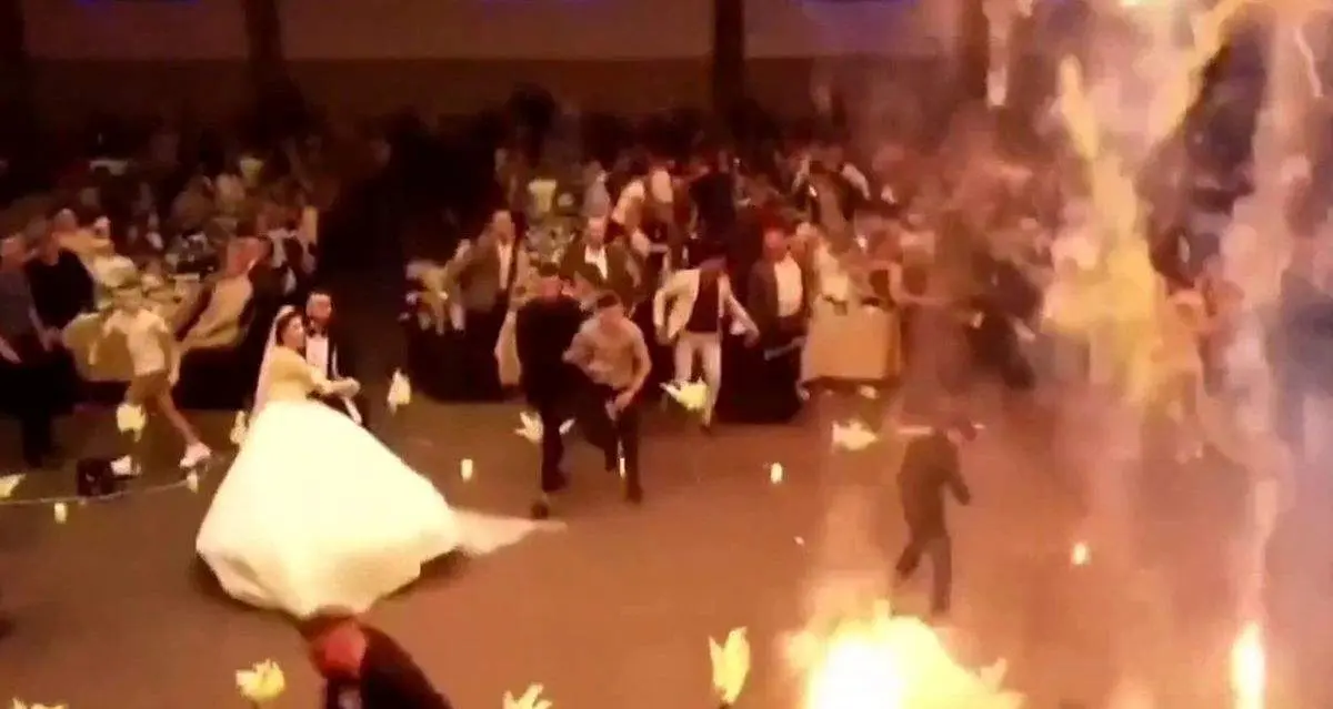 ویدئویی وحشتناک از آغاز آتشسوزی عروسی مرگبار عراق