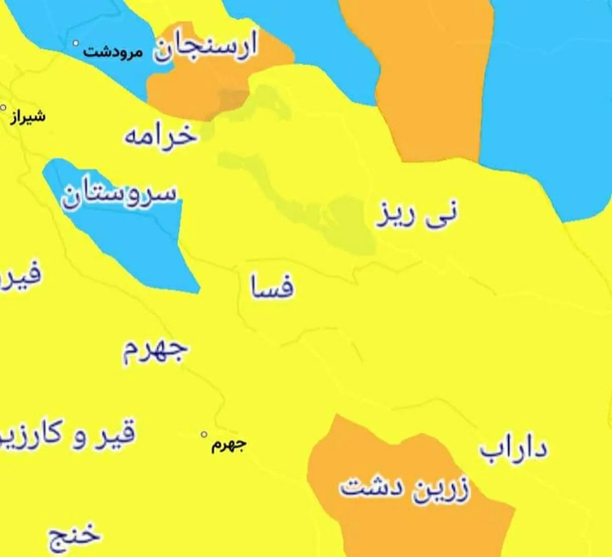اسامی شهر‌های ممنوعه استان فارس برای سفر نوروزی 1400