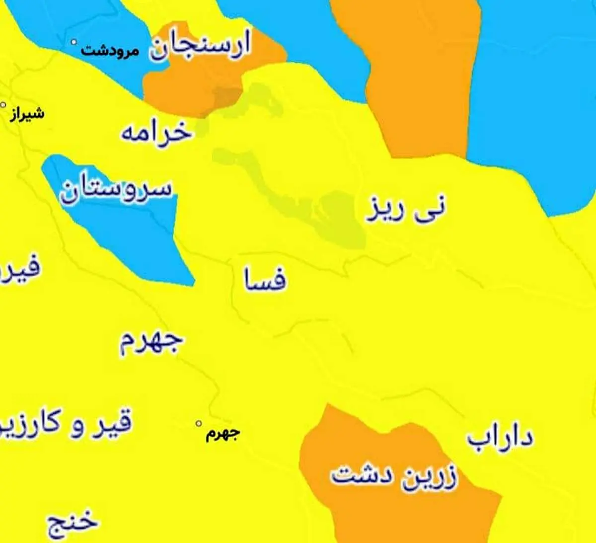 اسامی شهرهای ممنوعه استان فارس برای سفر نوروزی 1400