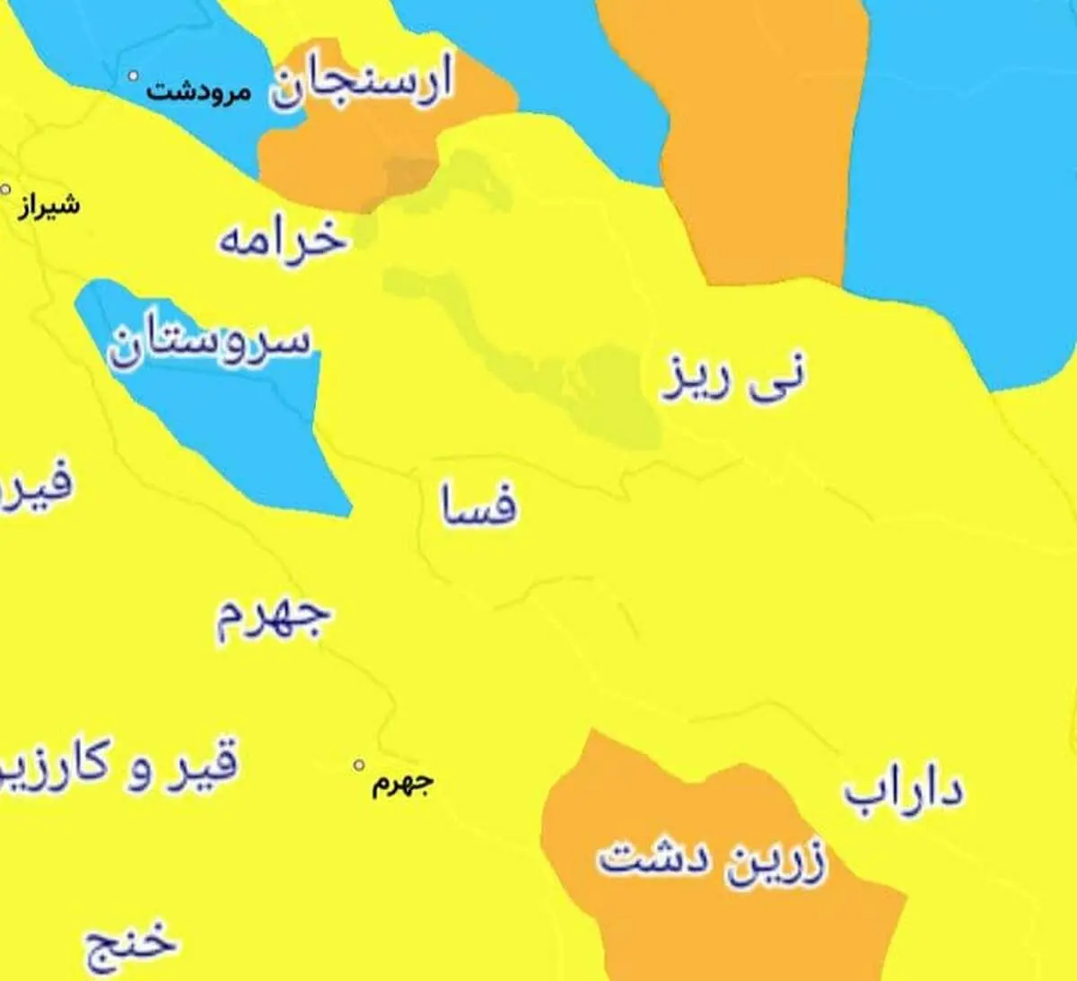اسامی شهر‌های ممنوعه استان فارس برای سفر نوروزی 1400