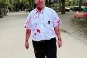 پاشیدن رنگ قرمز بر روی یک اسرائیلی در آلمان
