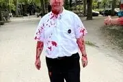 پاشیدن رنگ قرمز بر روی یک اسرائیلی در آلمان
