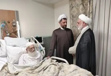 عیادت حجت‌الاسلام محسنی اژه‌ای از آیت‌الله نوری همدانی