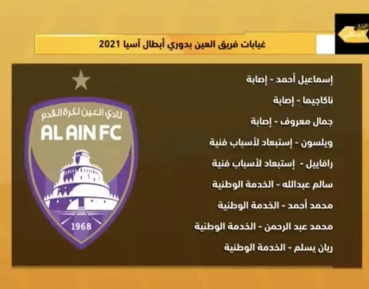 لیست غایبان العین مقابل فولاد