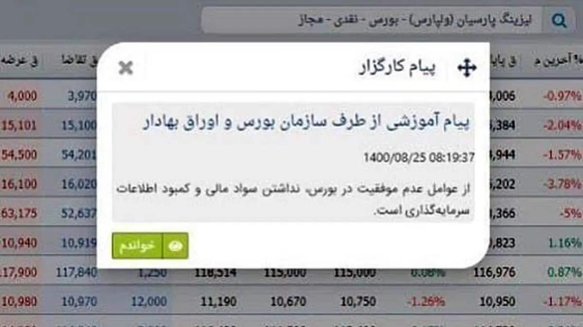 پیام عجیب سازمان بورس در پورتفوی سهامداران !