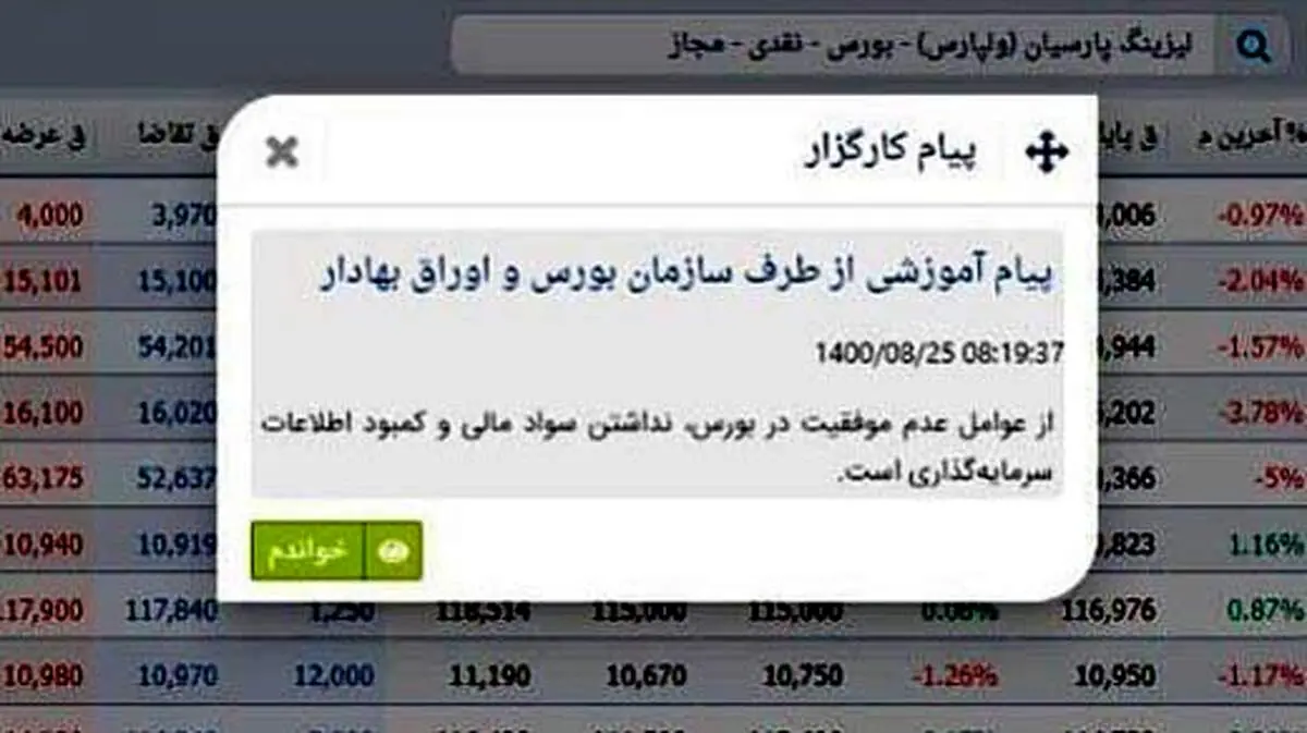 پیام عجیب سازمان بورس در پورتفوی سهامداران !