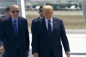 اردوغان به استقبال دونالد ترامپ رفت + عکس 