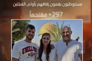 هتک حرمت مسجد الاقصی و برگزاری مراسم عروسی زوج صهیونیست در داخل آن + عکس 