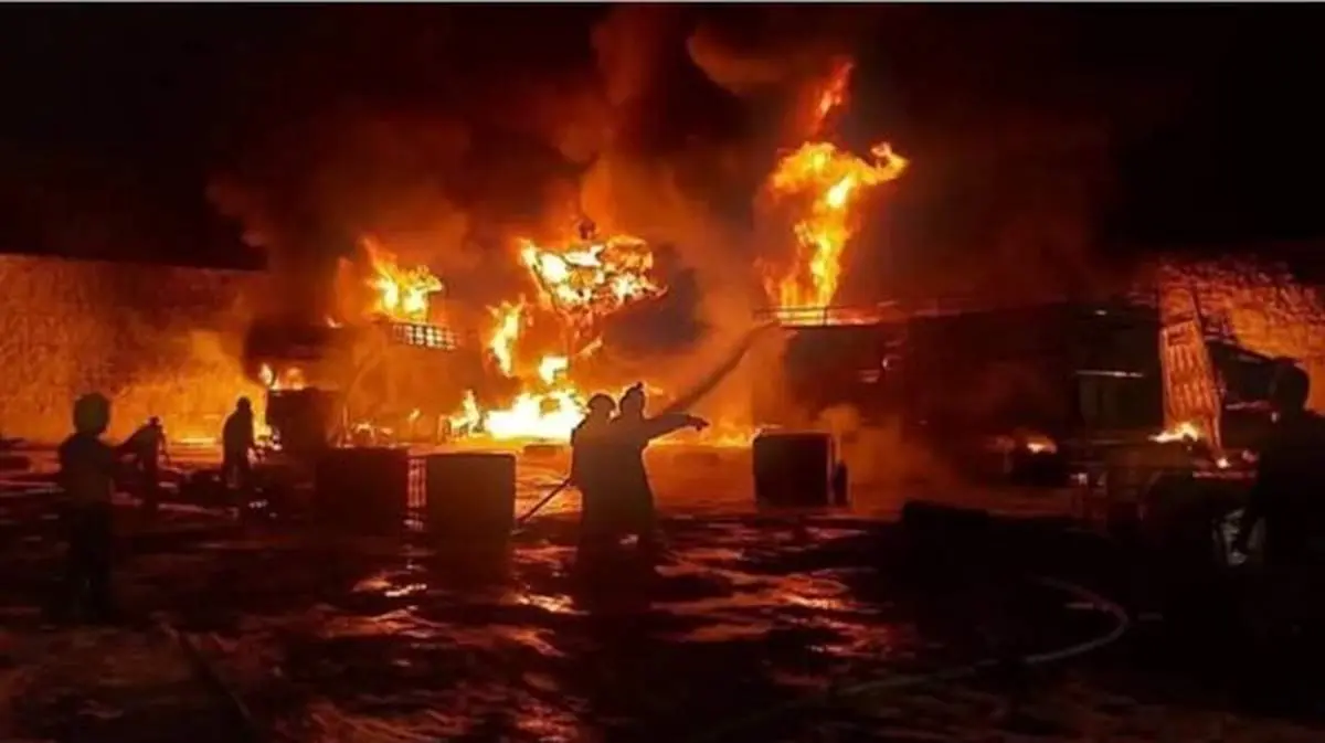 آتشسوزی بزرگ در نزدیکی فرودگاه حلب سوریه