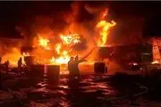 آتش‌سوزی بزرگ در نزدیکی فرودگاه حلب سوریه