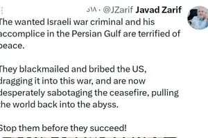 ظریف: اسراییل و شریک جرمش به دنبال خرابکاری در آتش‌بس هستند