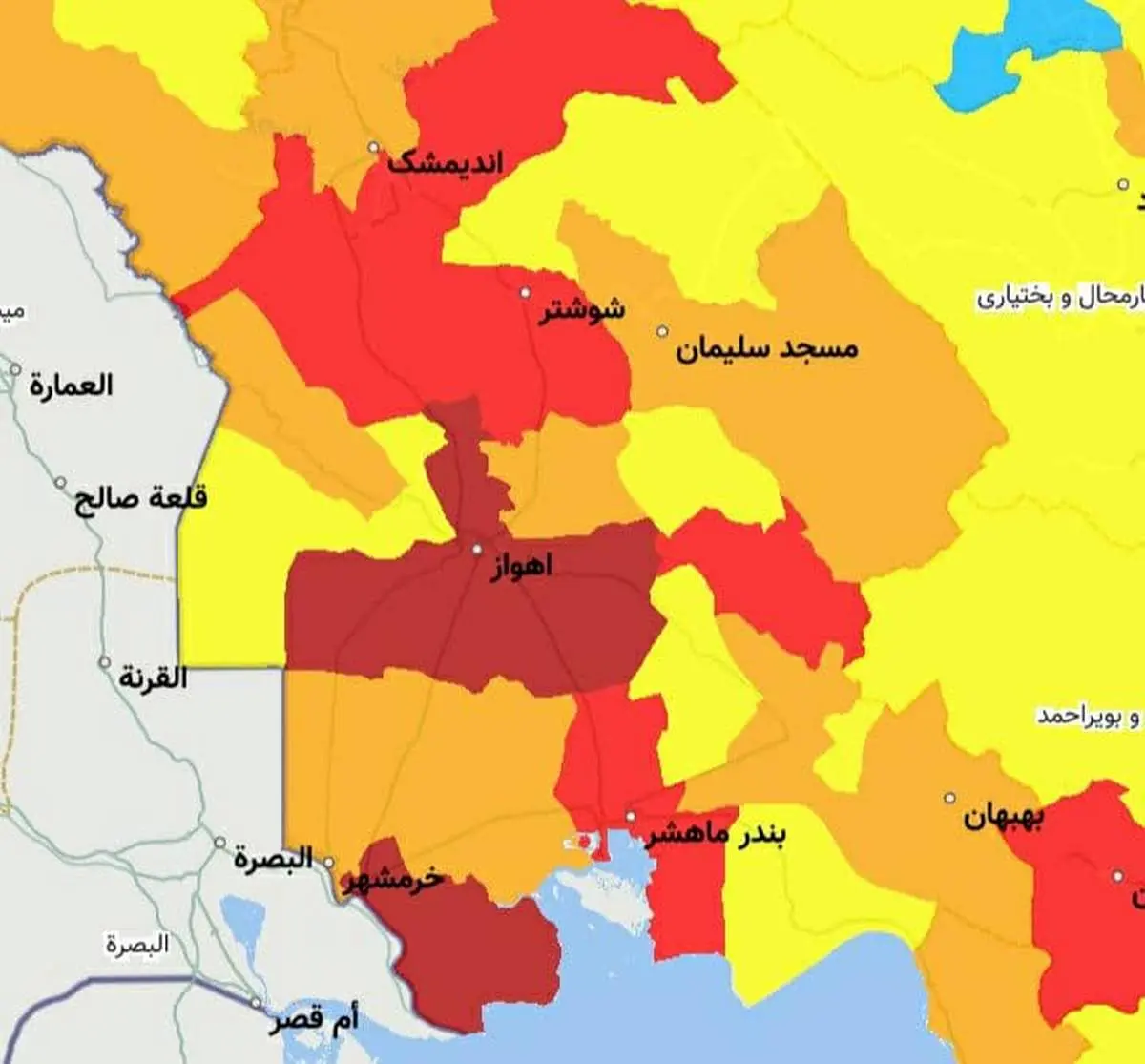 اسامی شهرهای ممنوعه استان خوزستان برای سفر نوروزی 1400