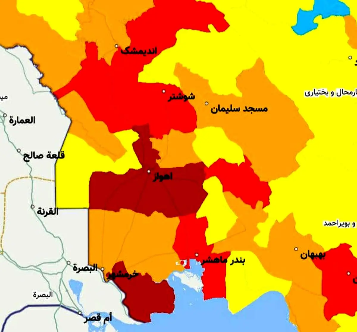 اسامی شهر‌های ممنوعه استان خوزستان برای سفر نوروزی 1400