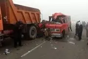 واژگونی فجیع مینی بوس دانش‌آموزان با 2 کشته و 16 مصدوم