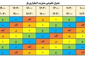 جدول قطعی برق تهران و شهرستانها ۲۵ مرداد ۱۴۰۴/ اسامی محلات و ساعت