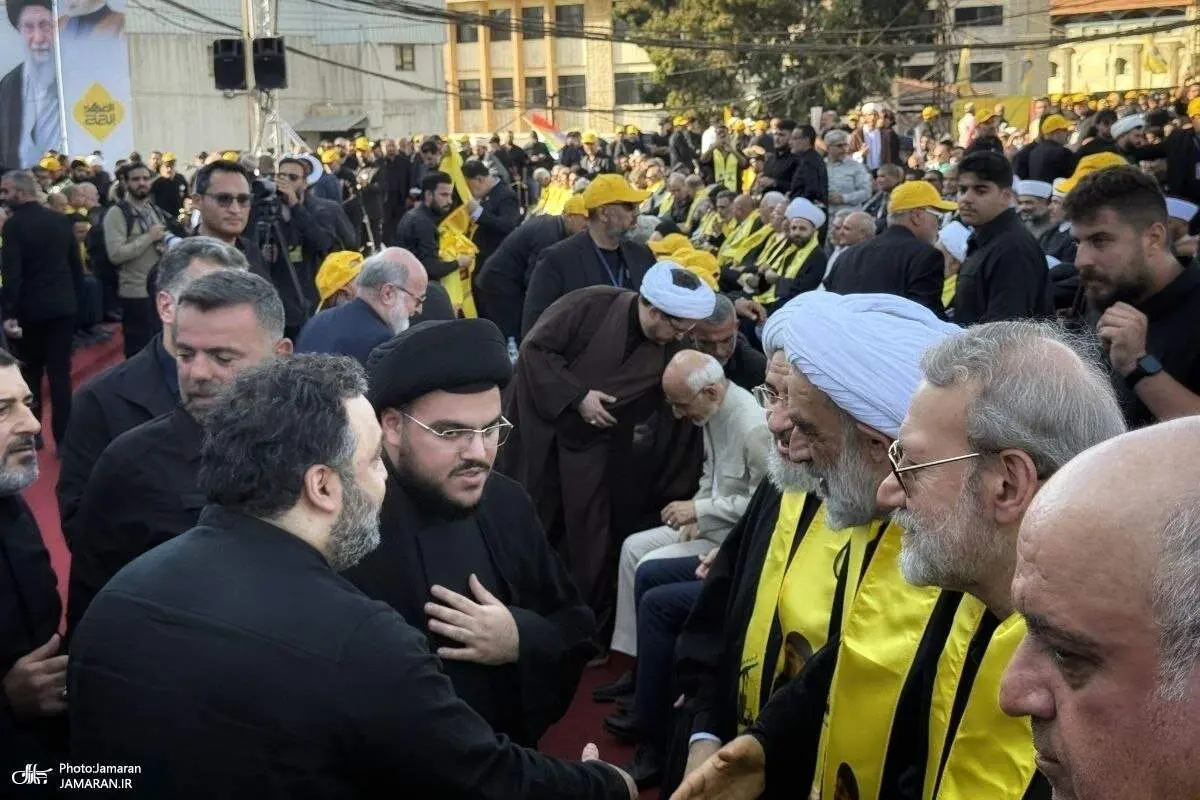 دیدار علی لاریجانی با فرزند سیدحسن نصرالله