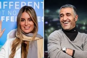 پژمان جمشیدی  در کنار همسرش/ تنها فیلم موجود دونفره