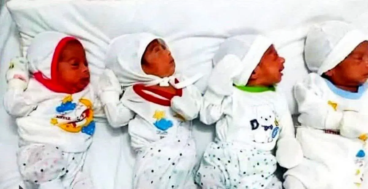 اولین نوزادان ۴ قلو در سال جدید بدنیا آمدند + عکس