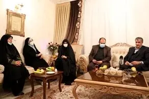 رییس سازمان انرژی اتمی با همسر دانشمند هسته‌ای دیدار کرد 