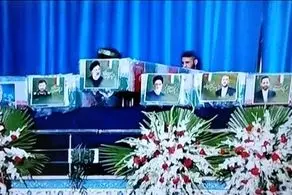 وداع با پیکر رئیس‌جمهور و شهدای خدمت در مصلی تهران در حال برگزاری+ فیلم
