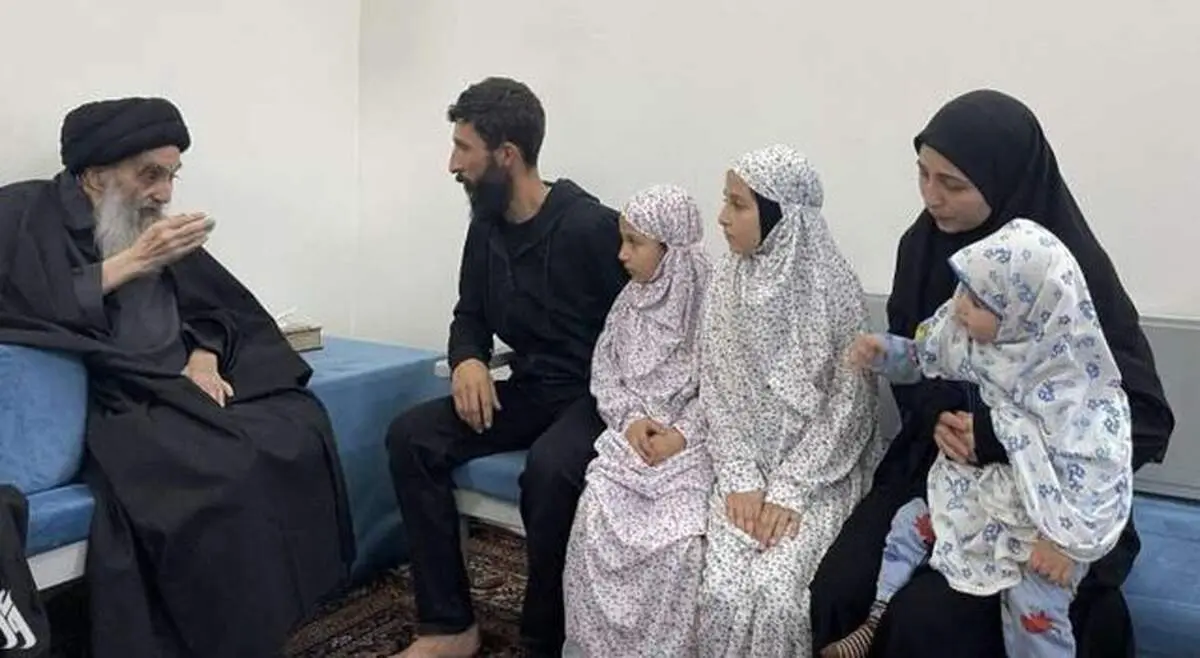 دیدار معنادار آیت الله سیستانی با خانواده امل الدر