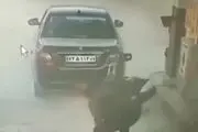 لحظه وحشتناک آتش گرفتن دنا پلاس در پمپ بنزین + فیلم