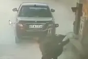 لحظه وحشتناک آتش گرفتن دنا پلاس در پمپ بنزین + فیلم