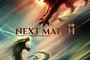 کری خوانی پوستری پرسپولیس و شمس‌آذر با شیر و اژدها