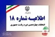 ستاد انتخابات کشور اطلاعیه داد 