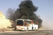 آتش گرفتن اتوبوس موجب ترافیک سنگین شد