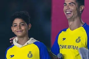 شادی جالب و دیدنی پسر رونالدو پس از گلزنی برای النصر + فیلم