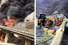 آتش گرفتن اتوبوس زائران در عربستان | ۲۱ نفر زنده زنده در آتش سوختند + فیلم