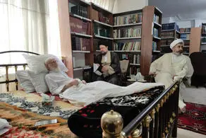 عیادت سیدحسن خمینی از آیت‌الله نوری همدانی 