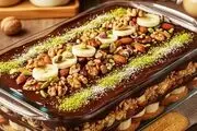 طرز تهیه کیک یخچالی موز و گردو در چند دقیقه