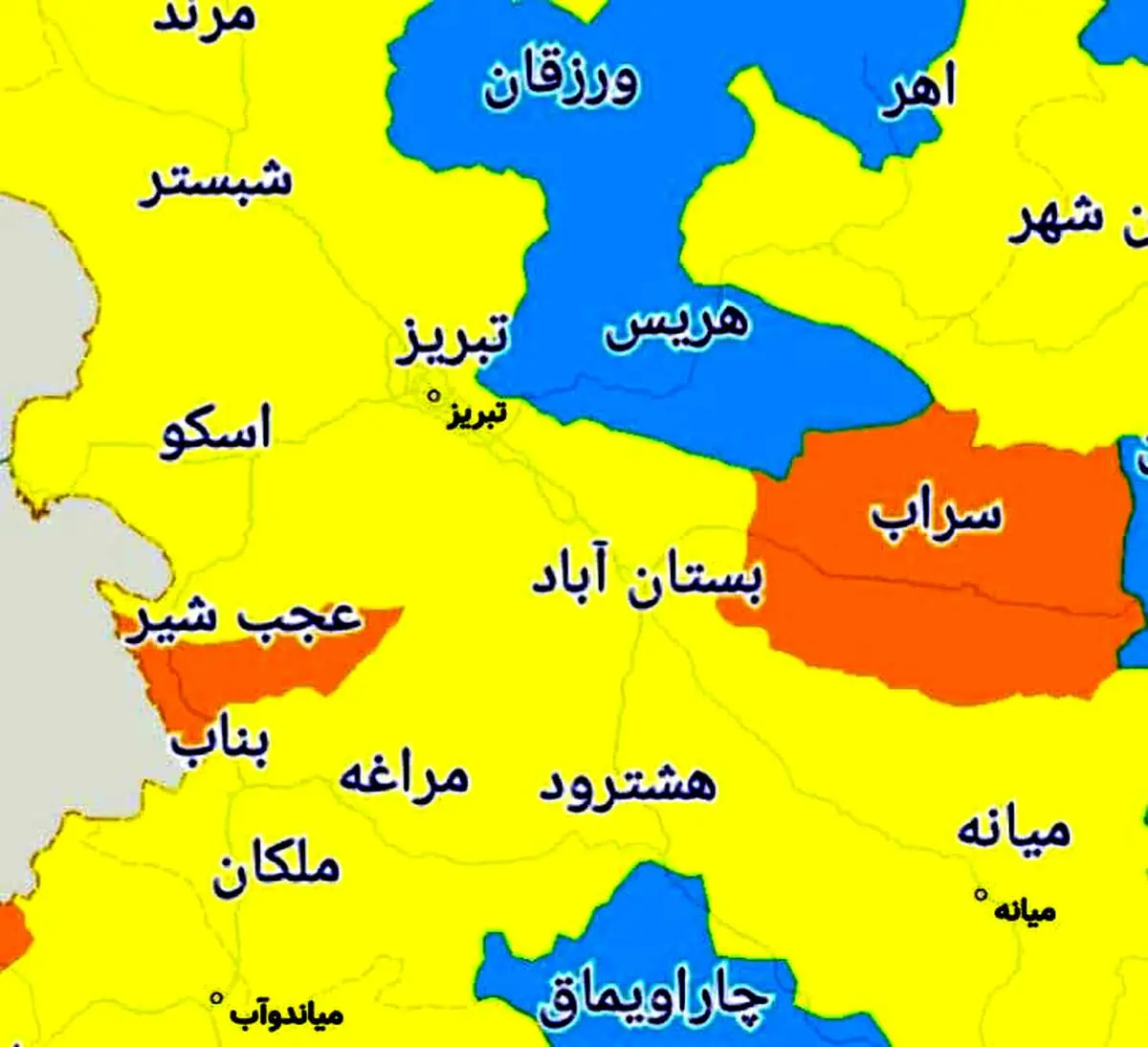 اسامی شهر‌های ممنوعه استان آذربایجان شرقی برای سفر 
نوروزی 1400