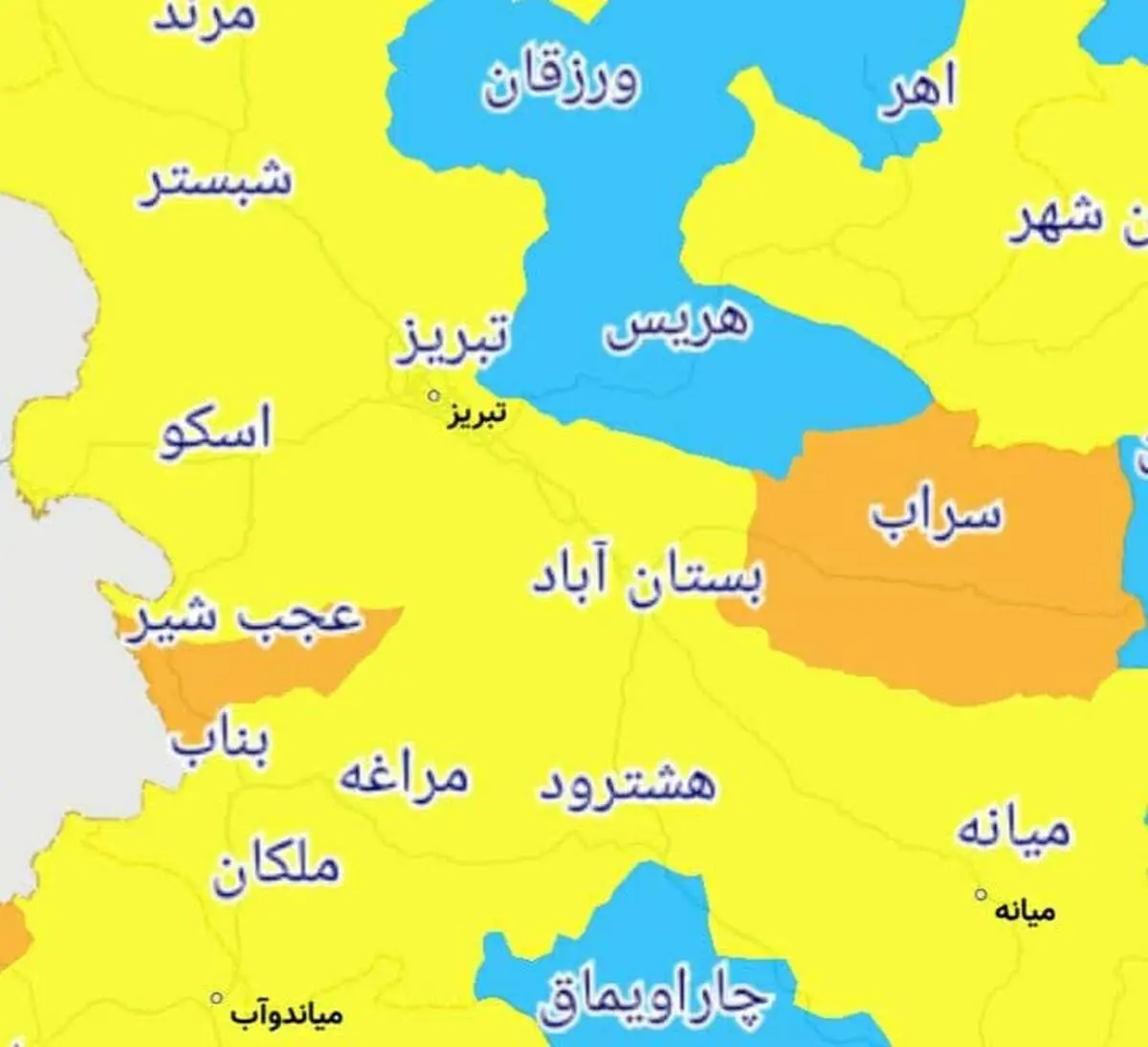اسامی شهر‌های ممنوعه استان آذربایجان شرقی برای سفر 
نوروزی 1400