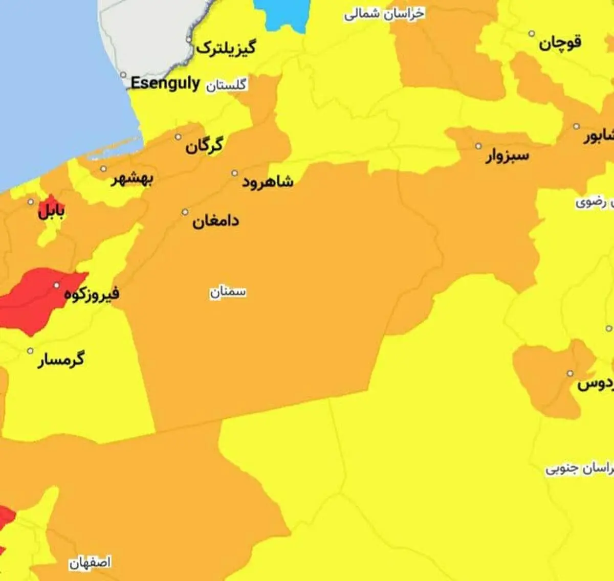 رنگ بندی کرونایی استان سمنان از 16 فروردین 1400