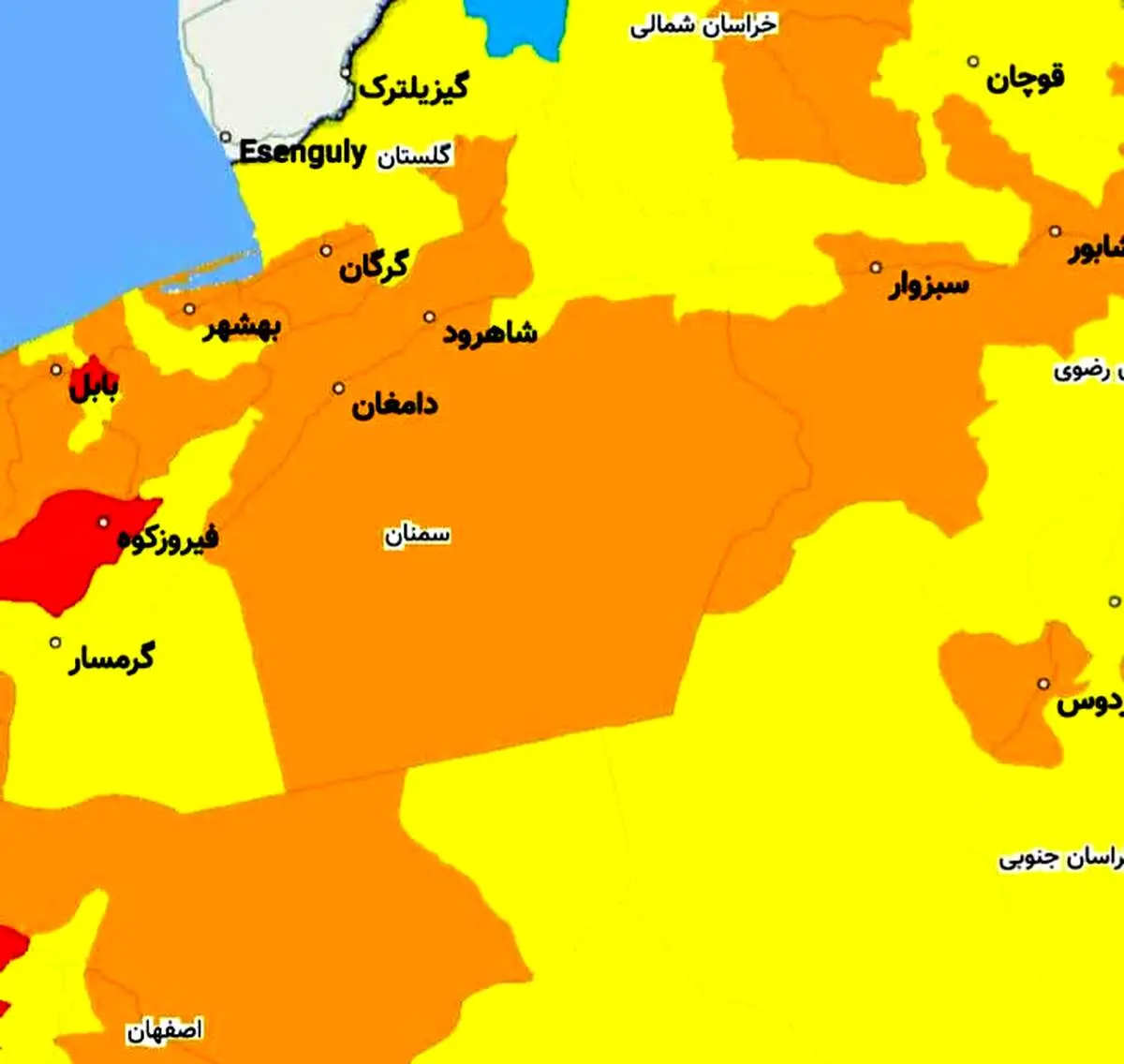 رنگ بندی کرونایی استان سمنان از 16 فروردین 1400