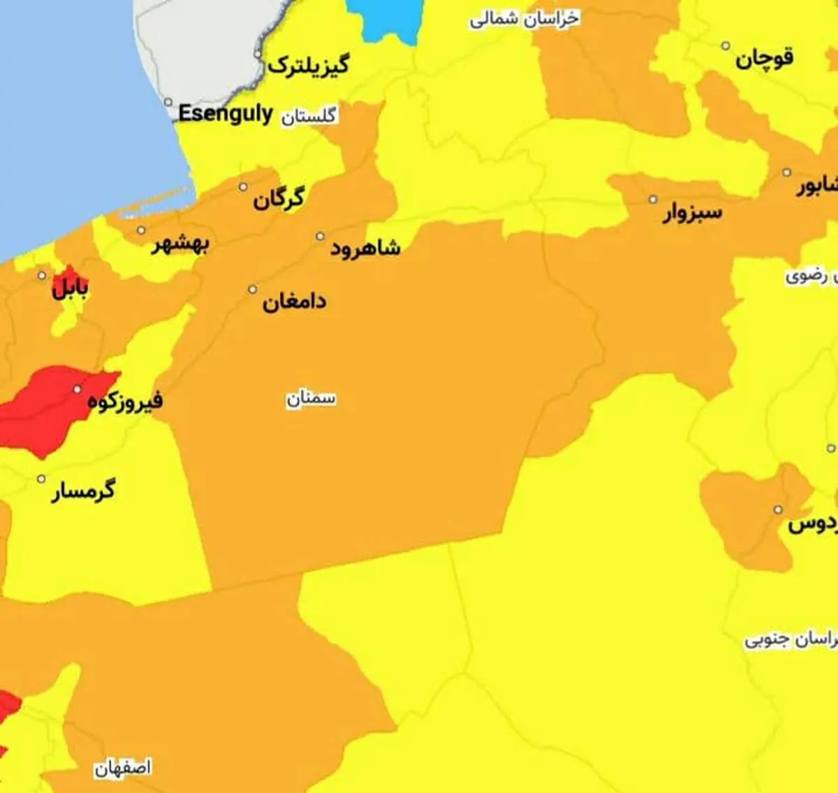 رنگ بندی کرونایی استان سمنان از 16 فروردین 1400