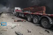 تصاویرغم انگیز و تلخ از انفجار بندر شهید رجایی بندرعباس