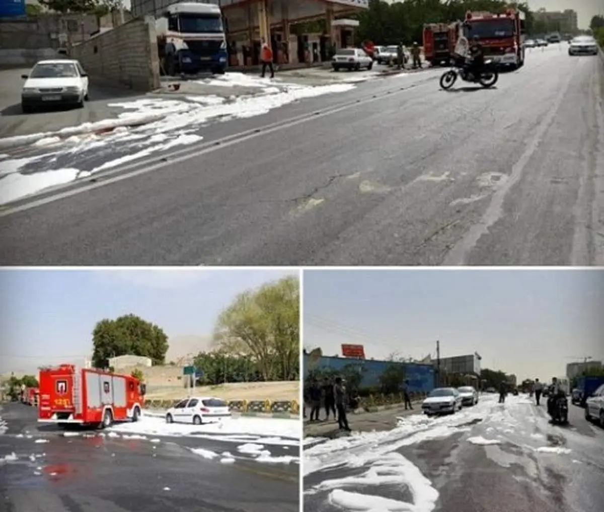 نشت بنزین در یکی از جایگاههای سوخت تهران+عکس