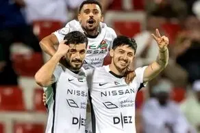 ببینید گل دیدنی شباب الاهلی مقابل خورفکان توسط سردار آزمون