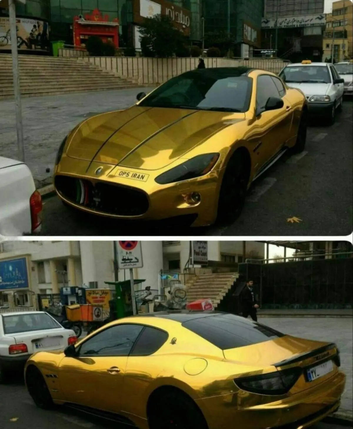 ماشینی با 100 کیلو روکش طلا در شمال تهران/ عکس