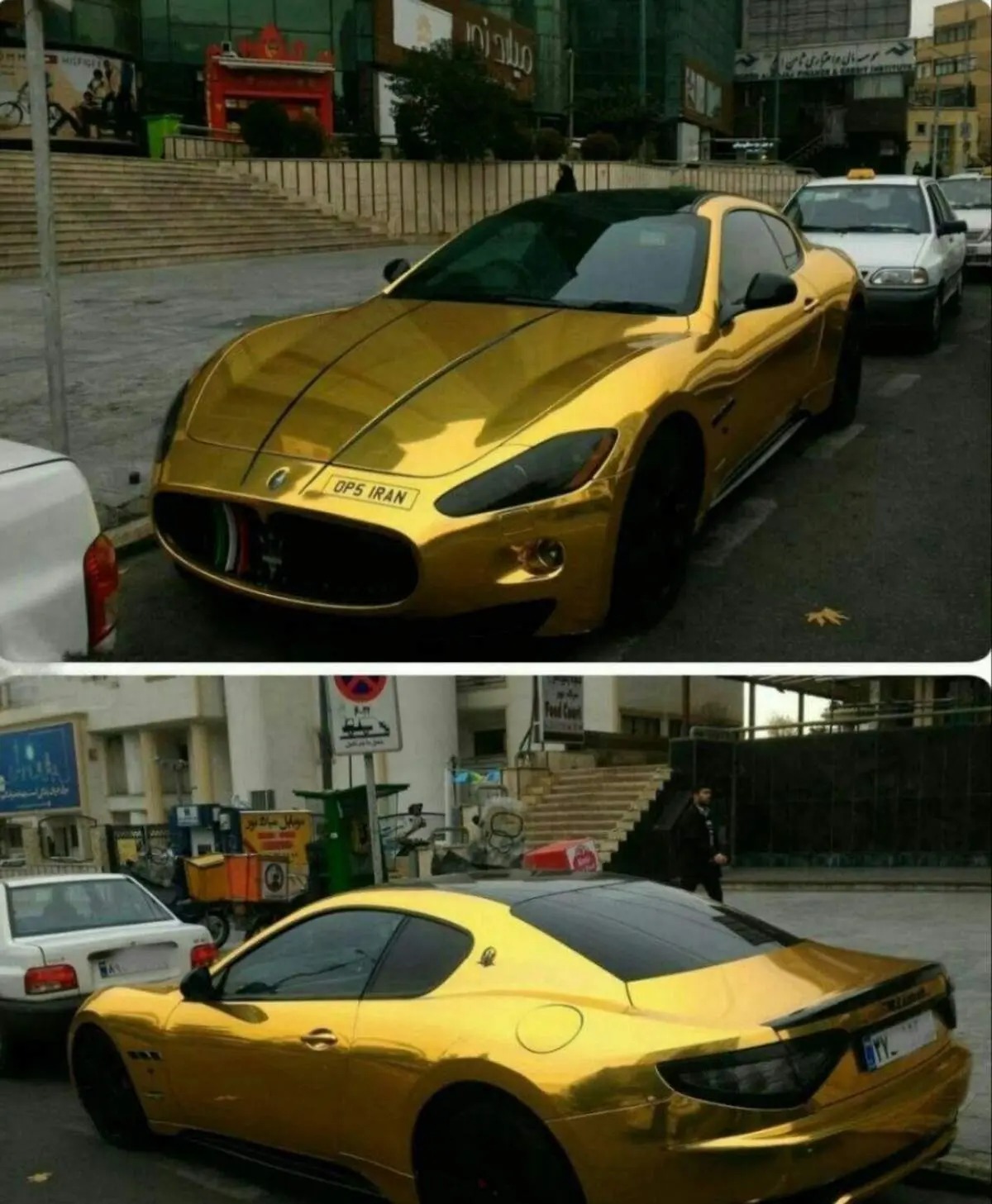 ماشینی با 100 کیلو روکش طلا در شمال تهران/ عکس