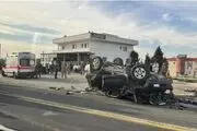 عکس حادثه امنیتی برای تیم همراه اردوغان| ماشین مچاله شد + ببینید 
