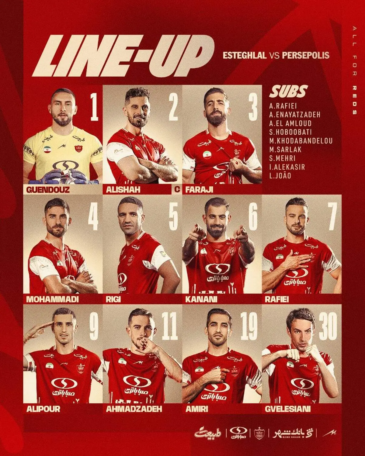 ترکیب پرسپولیس برای دربی ۱۰۴ اعلام شد